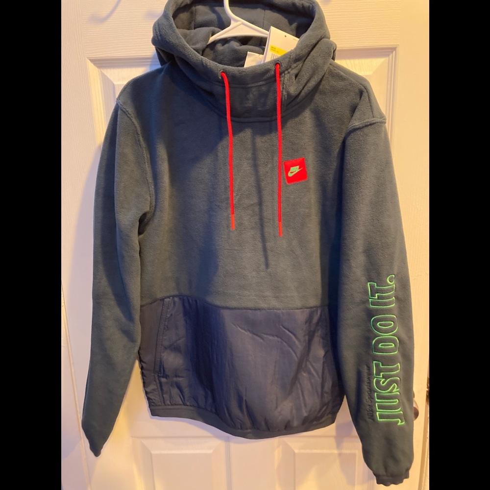 Nike Pro Therma-FIT Fleece Just Do It Hoodie Men's XL Navy DD6291-451 NWT
